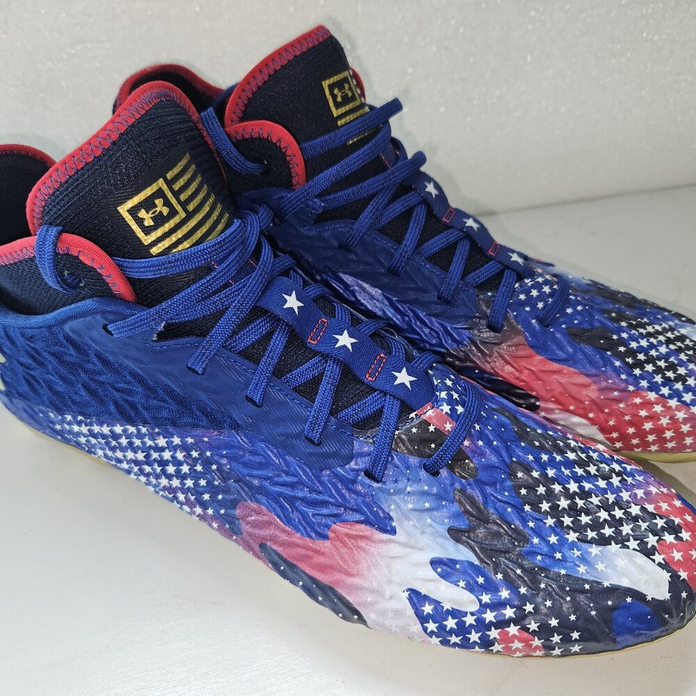 Under Armour Spotlight Clone 4 MC USA Blue Football/Lacrosse Cleats Men's 14 New